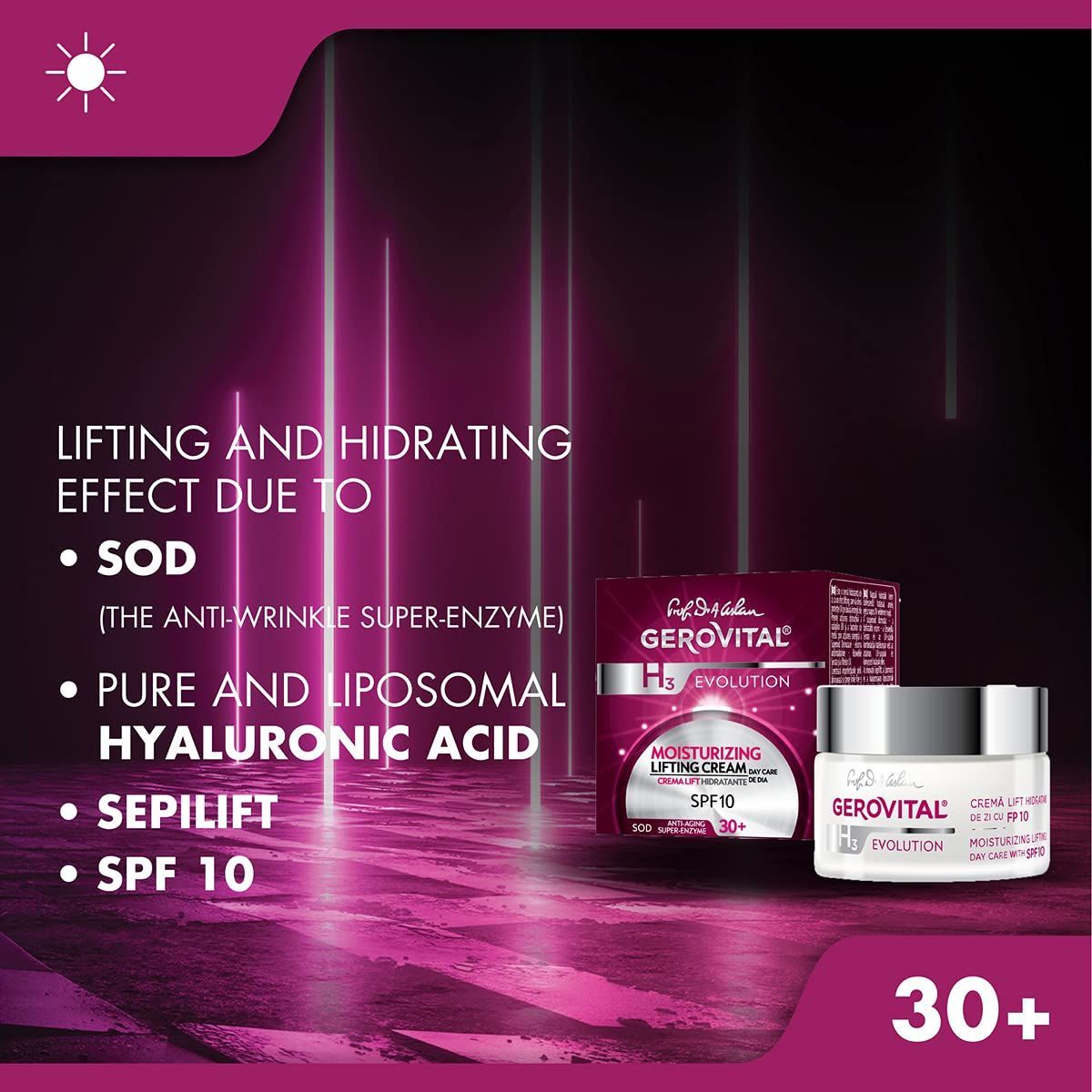 Gerovital H3 Evolution Lifting Creme SPF 10 Faktor Feuchtigkeitscreme 30+ 50 ml – Bild 4