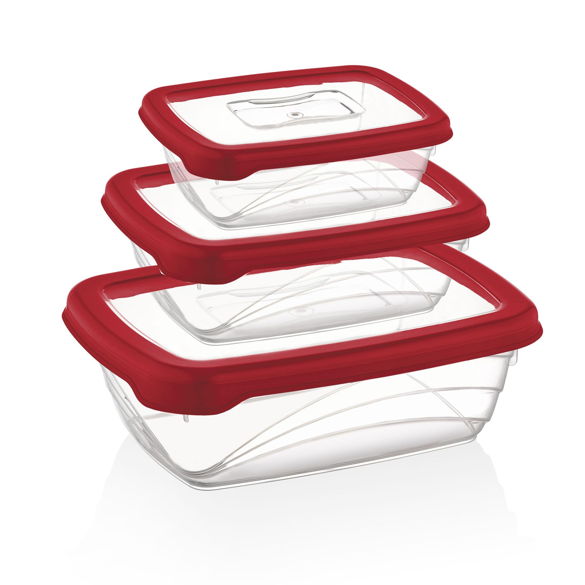 Herzberg 3 Stück Bio-Sparbox Sicherheitsverschluss BPA-frei, Rot