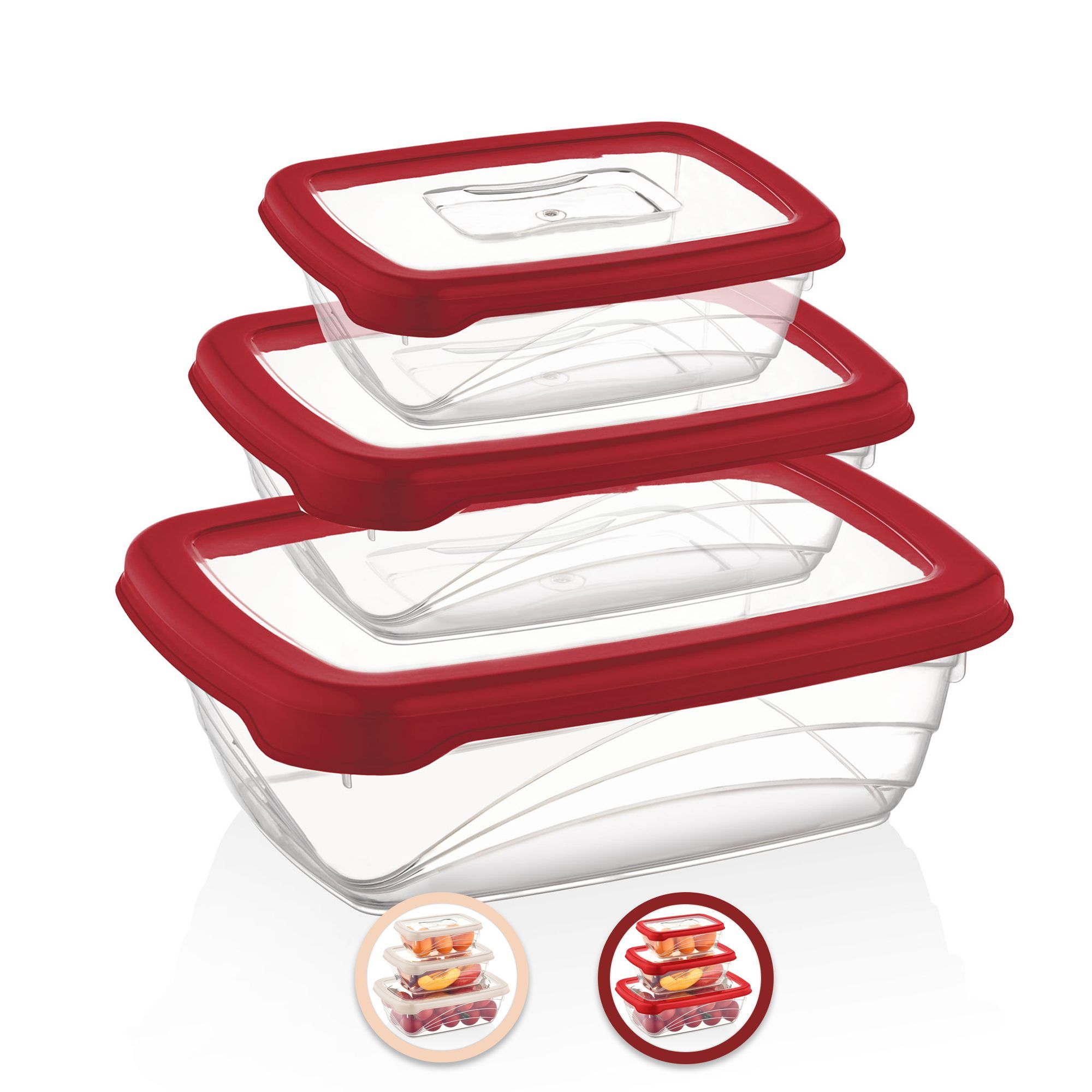 Herzberg 3 Stück Bio-Sparbox Sicherheitsverschluss BPA-frei, Rot – Bild 2