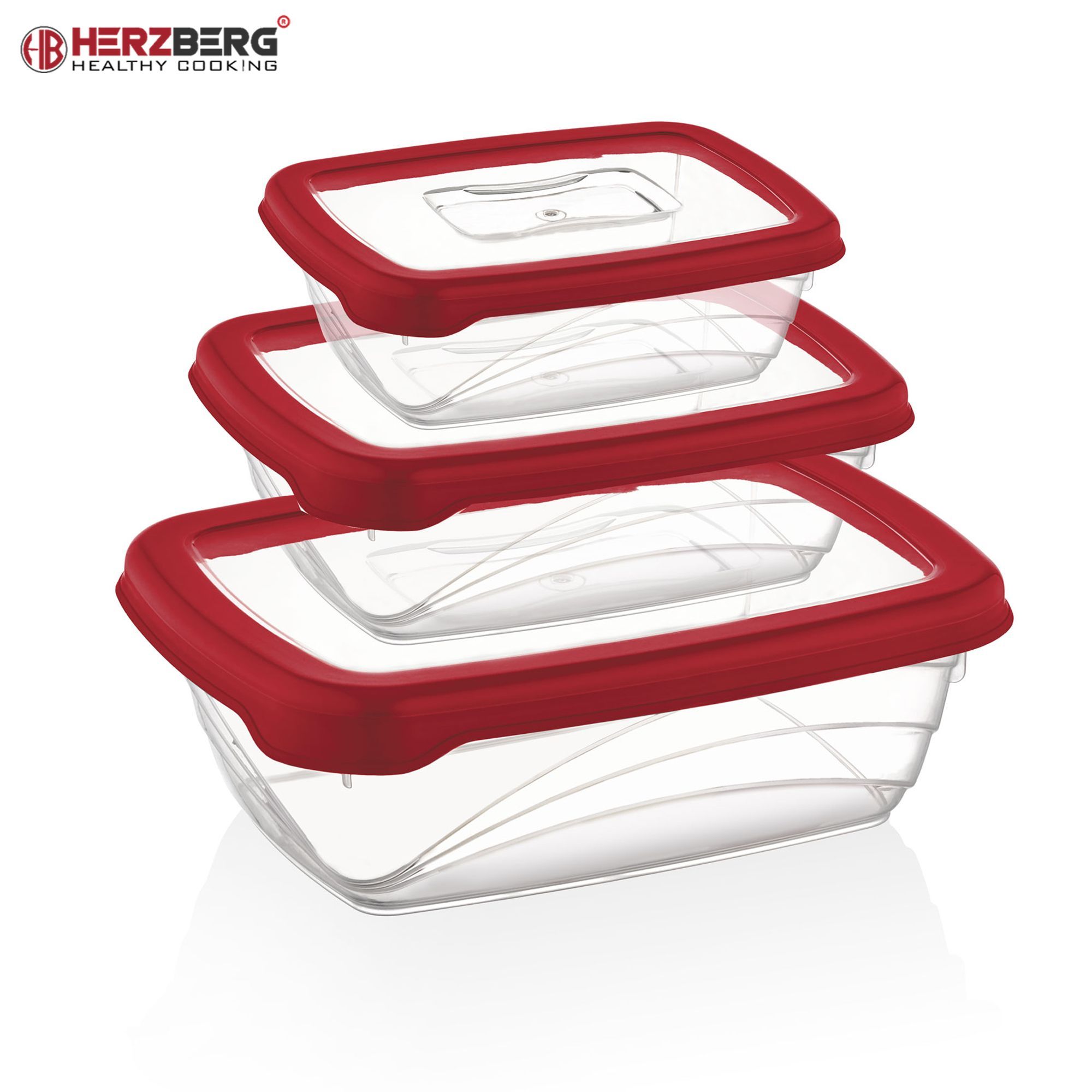 Herzberg 3 Stück Bio-Sparbox Sicherheitsverschluss BPA-frei, Rot – Bild 5