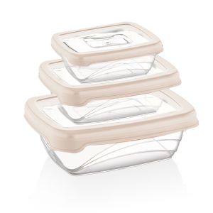 Herzberg 3 Stück Bio-Sparbox Sicherheitsverschluss BPA-frei, Elfenbein