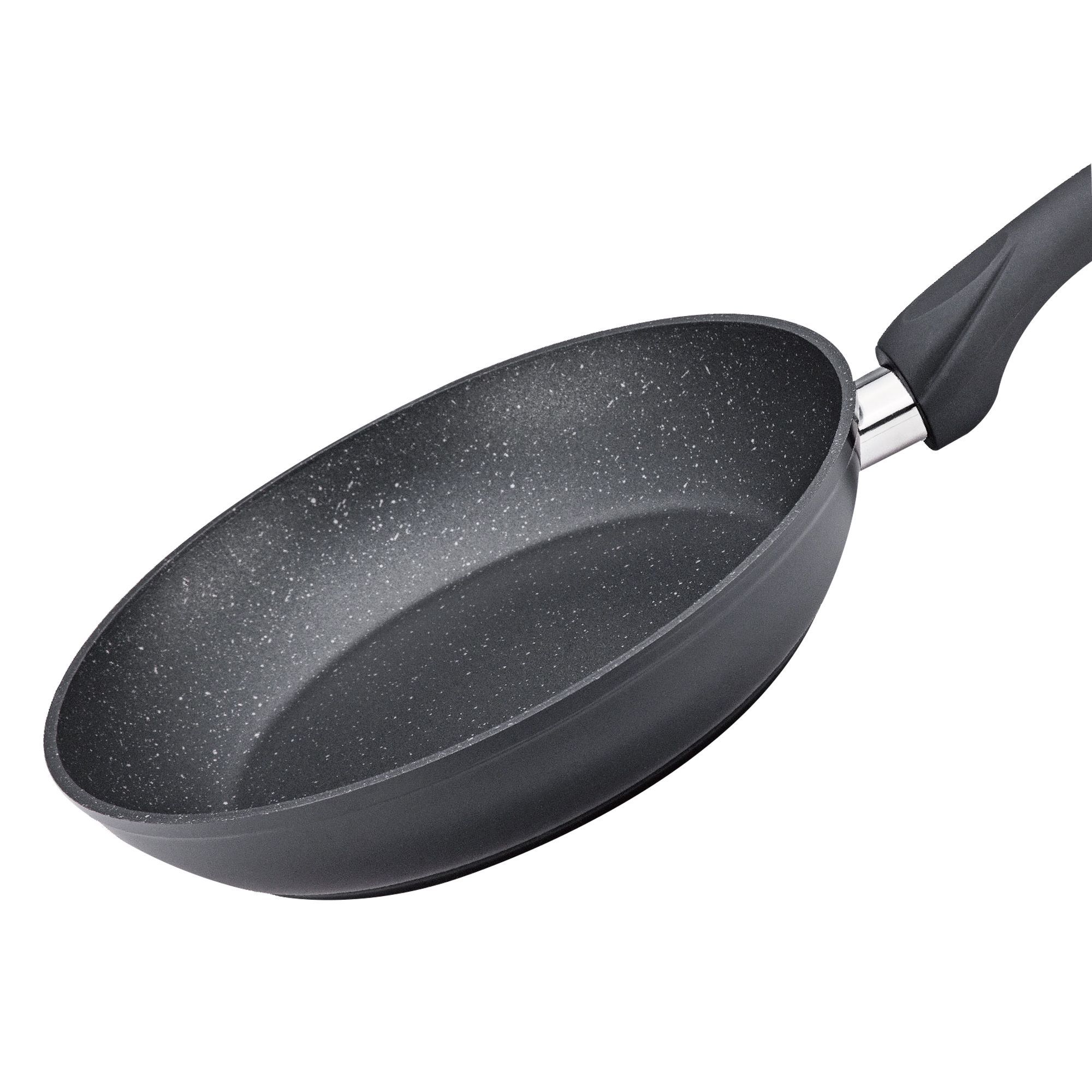 Herzberg 3 Stück geschmiedete Aluminium-Bratpfanne Set 20/24/28 Schwarz – Bild 5