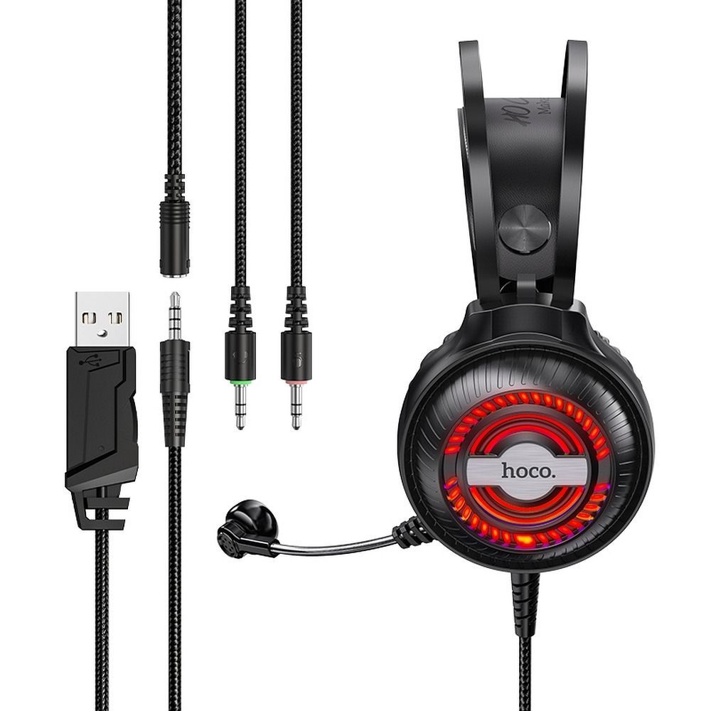 HOCO Kopfhörer Gaming-Headset 3,5 m Klinke mit Mikrofon (L=2,4 m) Rot – Bild 7